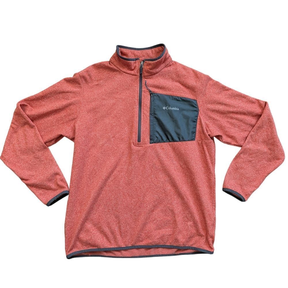 Columbia Mens Orange Rust Half Zip Fleece Pullover Size Large